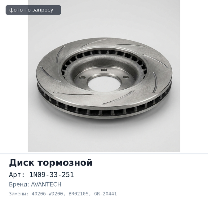 Диск тормозной 1N09-33-251 / 40206-WD200 BR0210S / GR-20441 237.6 мм AVANTECH