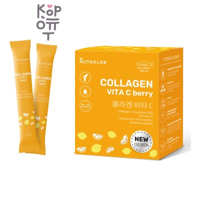 NUTRALAB Collagen Vita C Berry — Коллаген с витамином С, гиалуроновой кислотой и экстрактом ягод, 3,2 г × 30 шт.