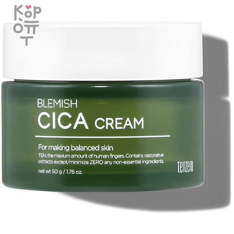 Tenzero Blemish Cica Cream - Легкий увляжняющий крем для лица с экстрактом Азиатской Центеллы 50мл., купить с доставкой на дом фото 1 &mdash; Корейские товары для всей семьи(КорОпт)