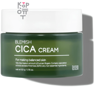 Tenzero Blemish Cica Cream - Легкий увляжняющий крем для лица с экстрактом Азиатской Центеллы 50мл.