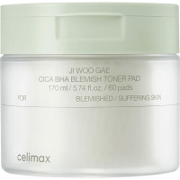 Celimax Ji Woo Gae Cica BHA Blemish Toner Pad - Пилинг-пэды от воспалений для проблемной кожи с маслом Чайного Дерева 170мл. 60шт.