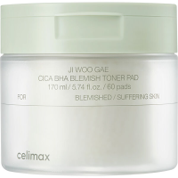 Celimax Ji Woo Gae Cica BHA Blemish Toner Pad - Пилинг-пэды от воспалений для проблемной кожи с маслом Чайного Дерева 170мл. 60шт.