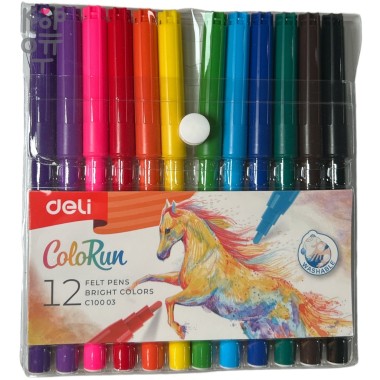 Deli ColoRun - Набор фломастеров, 12 цветов — Корейские товары для всей семьи(КорОпт)