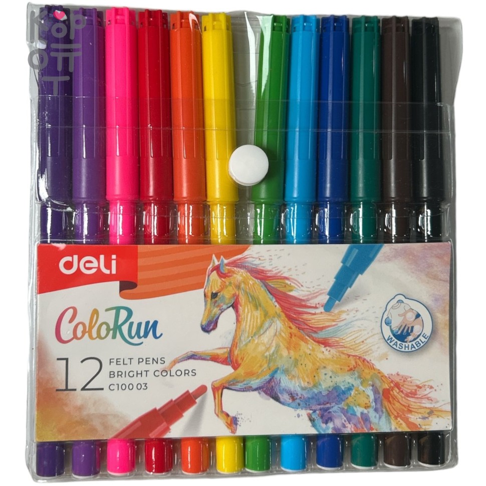 Deli ColoRun - Набор фломастеров, 12 цветов, купить с доставкой на дом фото 1 &mdash; Корейские товары для всей семьи(КорОпт)