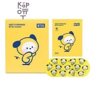 BT21 Minni Hot Eye Mask Chimmy Chamomile — Согревающая маска для глаз с ароматом ромашки, 5 шт