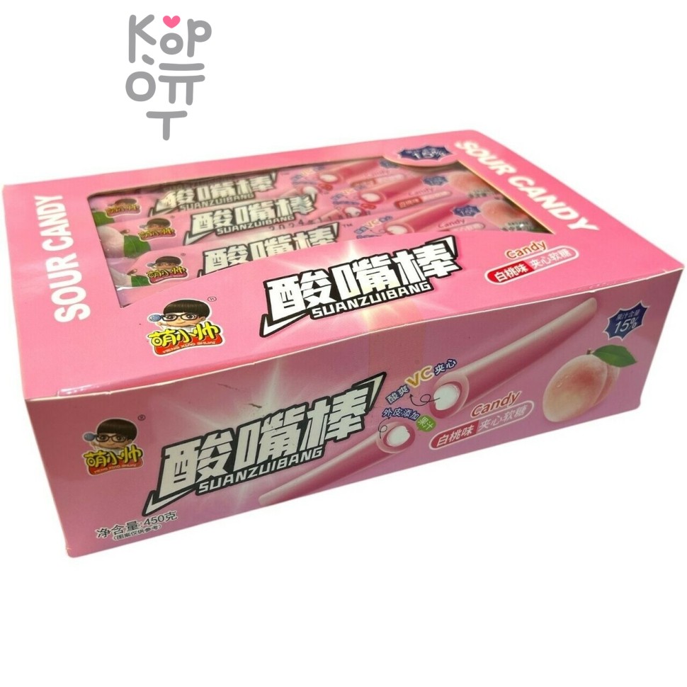 Жевательная конфета тянучка Suan Foods Yogurt Кислая помадка с витамином С, со вкусом и соком Персика