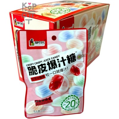 Жевательная конфета Dushike Crispy Juice Candy - с фруктовым соком Клубники в хрустящей глазури