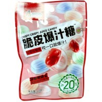Жевательная конфета Dushike Crispy Juice Candy - с фруктовым соком Клубники в хрустящей глазури