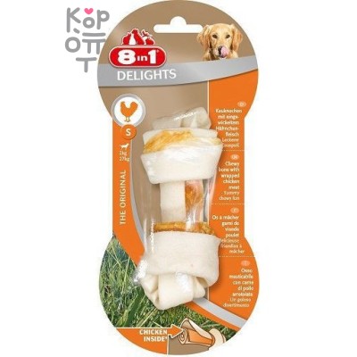 8in1 DELIGHTS S косточка с куриным мясом для мелких и средних собак 11 см