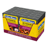Gallina Blanca - Бульонный кубик-приправа с чесноком и луком 10 г × 4 шт. (коробка 80 шт.)