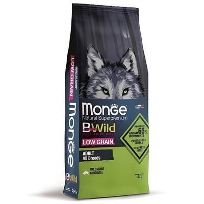 Monge Dog BWild LOW GRAIN низкозерновой корм из мяса дикого кабана для взрослых собак всех пород 12 кг