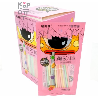 Конфеты Magic Color Stick Candy "Утиные истории" Йогуртовые трубочки с фруктовым вкусом, розовая упаковка