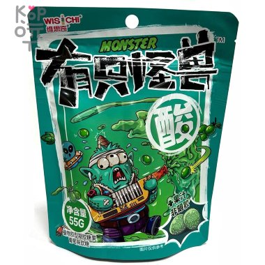 Кислая мармеладная конфета WisiChi Monster Soft Candy со вкусом Винограда, 55гр. — Корейские товары для всей семьи(КорОпт)