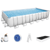 Каркасный прямоугольный бассейн Bestway Power Steel Frame Pool модель 56475, 732*366*132см(30045л.), фильтрующий насос, тент, лестница в комплекте, купить с доставкой на дом фото 1 — Корейские товары для всей семьи(КорОпт)
