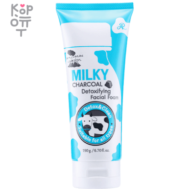 Aron Milky Charcoal Detoxifying Facial Foam - Пенка для умывания с Молочным Протеином и Углем, 190гр.   — Корейские товары для всей семьи(КорОпт)