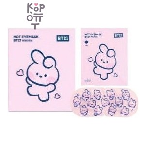 BT21 Minni Hot Eye Mask Cooky Peach — Согревающая маска для глаз с ароматом персика, 5 шт