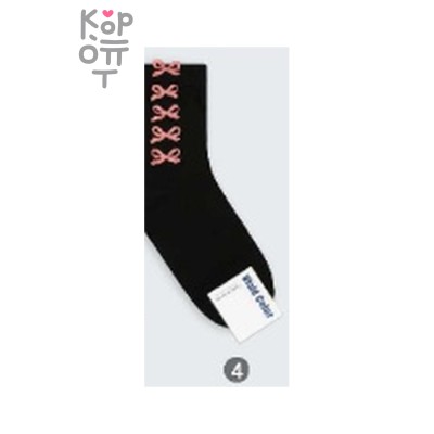 Kikiya Socks - Носки женские высокие с бантиками, черные, размер 23-25, черный