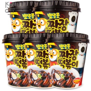 PORORO TTEOKBOKKI JJAJANG - Рисовые клецки Пороро Ттеокбокки с соусом чаджанг 110гр., 32шт. в коробке — Корейские товары для всей семьи(КорОпт)