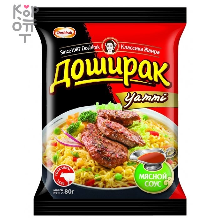 Доширак Yammi - Лапша быстрого приготовления со вкусом говядины 80гр.*44шт. , купить с доставкой на дом фото 1 &mdash; Корейские товары для всей семьи(КорОпт)
