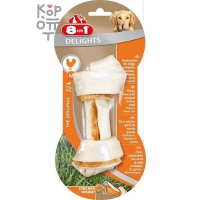 8in1 DELIGHTS M косточка с куриным мясом для средних и крупных собак 14,5 см