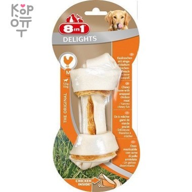 8in1 DELIGHTS M косточка с куриным мясом для средних и крупных собак 14,5 см &mdash; Корейские товары для всей семьи(КорОпт)