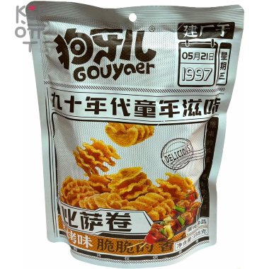 GOUYAer Pizza Rolls Чипсы Пицца Ролл Спайси рифленые со вкусом Шашлыка, 188гр. &mdash; Корейские товары для всей семьи(КорОпт)