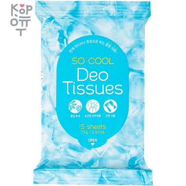 Prreti So Cool Deo Tissues - Салфетки дезодорирующие с охлаждающим эффектом 15шт. &mdash; Корейские товары для всей семьи(КорОпт)