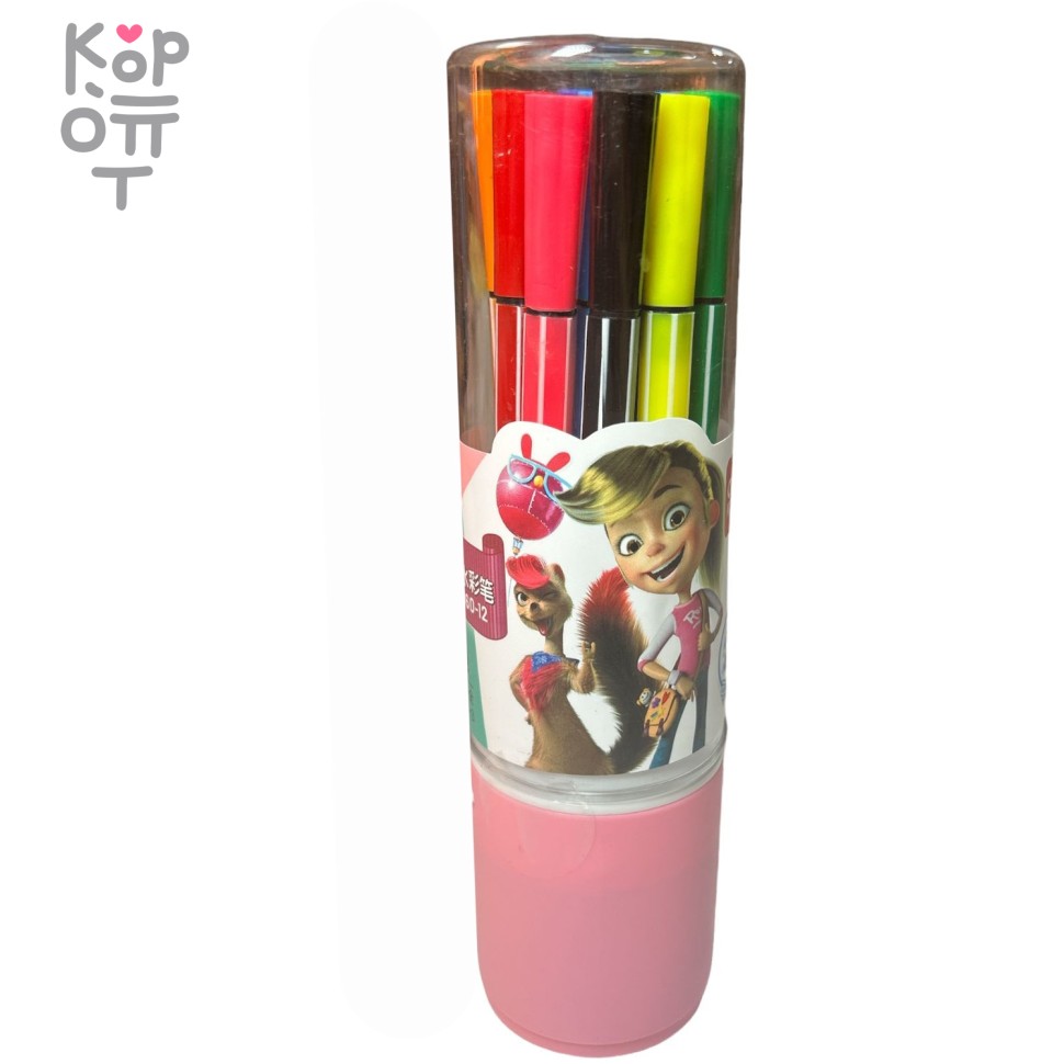 Deli Explora - Набор фломастеров в тубусе, 12 цветов, купить с доставкой на дом фото 1 &mdash; Корейские товары для всей семьи(КорОпт)