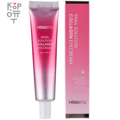 Kissera Snail Solution Collagen Eye Cream - Антивозрастной крем для век с Коллагеном и Муцином Улитки 40мл.  Крем Kissera Snail Solution Collagen Eye Cream — уходовое средство для регулярного использования; в товаре выделяется: медовое направление. В КорОпт можно подобрать свежие приходы азиатской косметики с хорошим остаточным сроком годности и собрать заявку по средствам регулярного ухода.