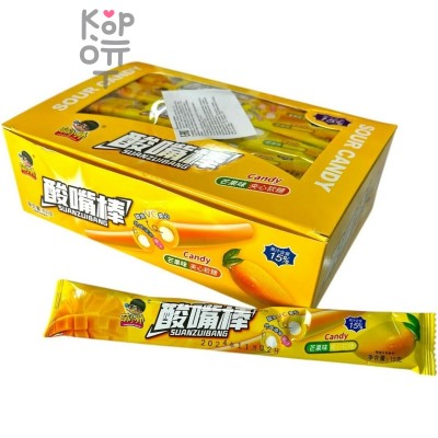 Жевательная конфета тянучка Suan Foods Yogurt Кислая помадка с витамином С, со вкусом и соком Манго
