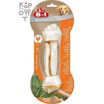 8in1 DELIGHTS L косточка с куриным мясом для крупных собак 21 см
