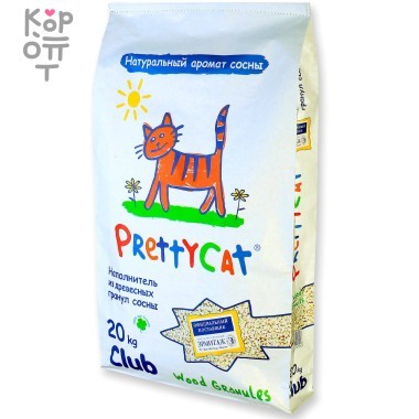 PrettyCat наполнитель древесный &quot;Wood Granules&quot; CLUB 20кг — Корейские товары для всей семьи(КорОпт)