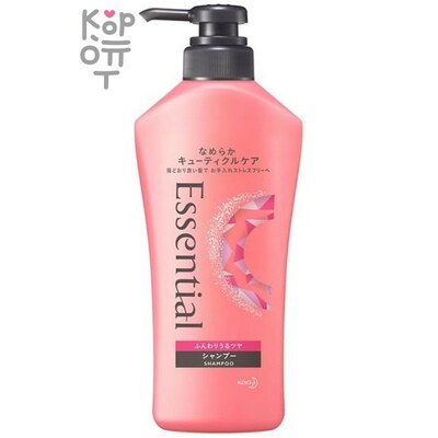 KAO Essential Fluffy Shine Shampoo - Подготавливающий к термо-воздействию шампунь для поврежденных волос с ароматом цветочного букета