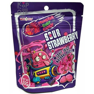 Кислая мармеладная конфета WisiChi Monster Soft Candy со вкусом Клубники, 55гр.