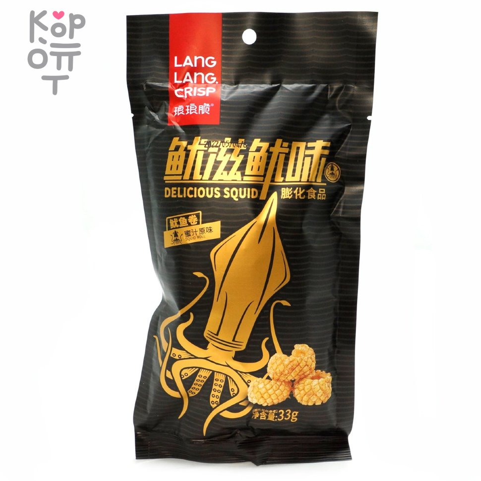 Чипсы Lang Lang Crisp Delicious Squid - Острые рулетики со вкусом Кальмара  и меда, 33гр. по цене 660 руб. в интернет магазине Корейские товары для  всей семьи(КорОпт)