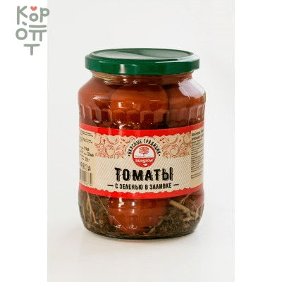 Томаты с зеленью в заливке, Hungrow, 670гр., купить с доставкой на дом фото 1 &mdash; Корейские товары для всей семьи(КорОпт)