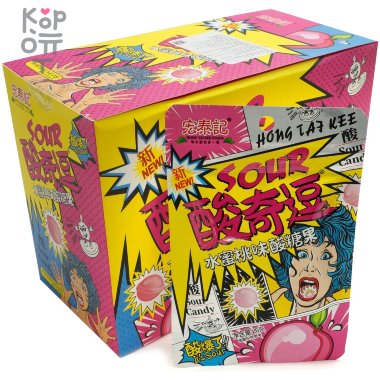 Кислая и освежающая карамель Hong Tai Kee Foods Sour Candy - со вкусом белого Персика — Корейские товары для всей семьи(КорОпт)