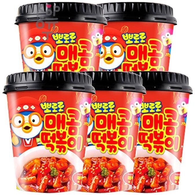 PORORO TTEOKBOKKI Spicy - Рисовые клецки Пороро Ттеокбокки с острым вкусом 120гр., 32шт. в коробке