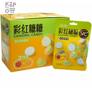 Конфета Холодок Happy Monkey Caihong Candy - Двойной фрукт Арбуз и Апельсин с витамином С &mdash; Корейские товары для всей семьи(КорОпт)