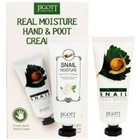 Jigott Real Moisture Hand &Foot Cream Set - Набор крем для рук + крем для ног с Муцином Улитки 2*100мл.