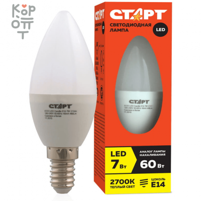 Лампа светодиодная СТАРТ ECO LED Candle E14 7W 2700К