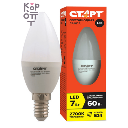 Лампа светодиодная СТАРТ ECO LED Candle E14 7W 2700К