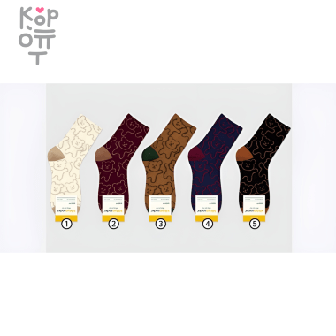 Kikiya Socks - Носки женские высокие Teddy Bear, размер 23-25см., 1 пара.   — Корейские товары для всей семьи(КорОпт)