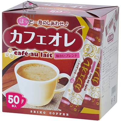 Seiko Coffee Cafe au lait - Кофе растворимый с молоком 12 г, Коробка 50 шт.