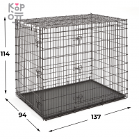 MidWest Solutions - Клетка для собак 137х94х114h см., 2 двери, черная.