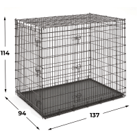 MidWest Solutions - Клетка для собак 137х94х114h см., 2 двери, черная.
