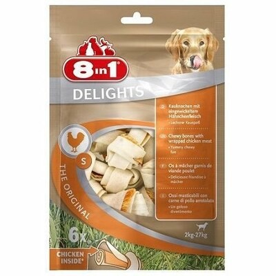 8in1 DELIGHTS S косточки с куриным мясом для мелких и средних собак 11 см 6 шт (пакет)