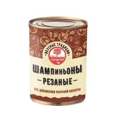 Hungrow — Шампиньоны консер резаные без добавления уксусной кислоты 400 г*12