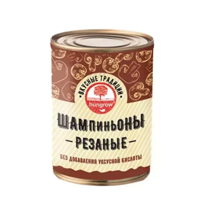 Hungrow — Шампиньоны консер резаные без добавления уксусной кислоты 400 г*12