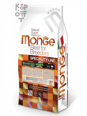 Сухой корм Monge Dog PFB BWild GRAIN FREE Puppy&amp;Junior беззерновой из мяса утки для щенков всех пород 15кг.